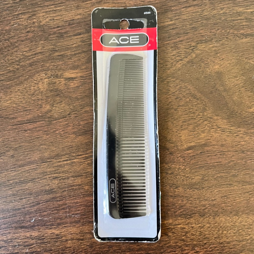 Ace Pocket Comb 61586 Hard Rubber Black Fine Medium Tooth Grooming New vitage